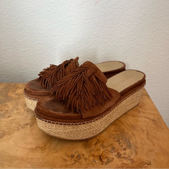 Stuart Weitzman Wiggleroom Suede Leather Fringe Espadrille Wedge Platform Sandal - Picture 10 of 14